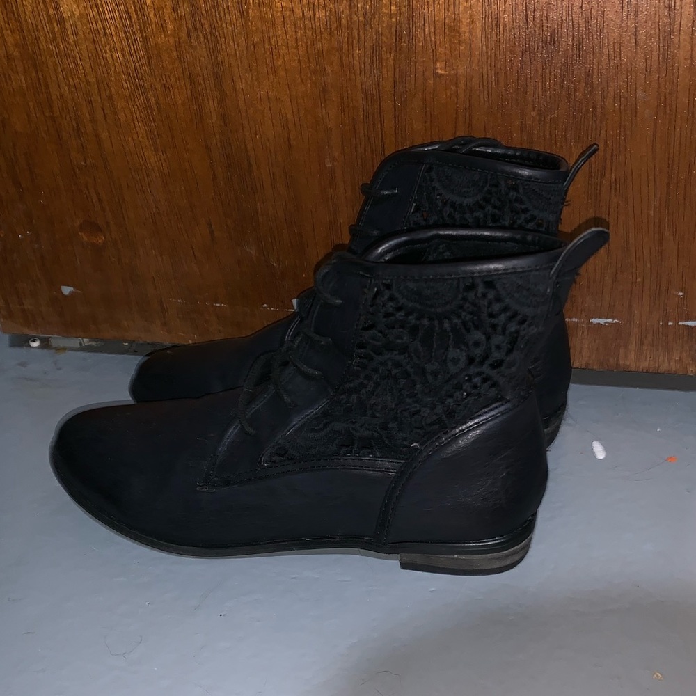 Faux Leather Lace Booties